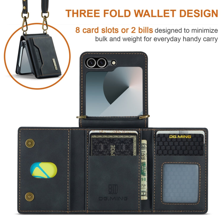 For Samsung Galaxy Z Flip6 / Flip7 FE DG.MING M2 Series Card Bag Magnetic Leather Phone Case(Black)