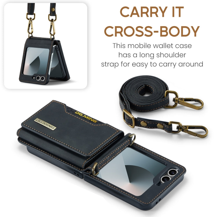 For Samsung Galaxy Z Flip6 / Flip7 FE DG.MING M2 Series Card Bag Magnetic Leather Phone Case(Black)