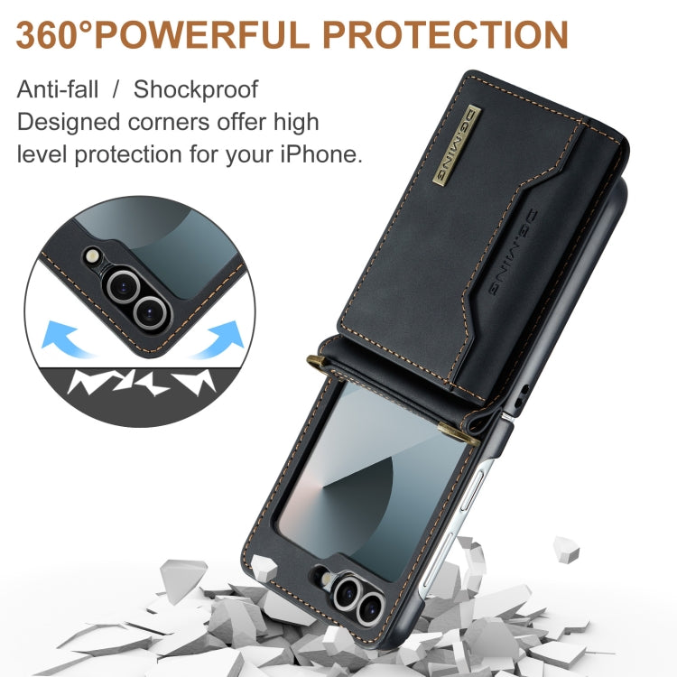 For Samsung Galaxy Z Flip6 / Flip7 FE DG.MING M2 Series Card Bag Magnetic Leather Phone Case(Black)