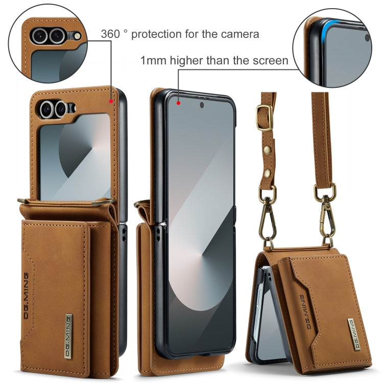For Samsung Galaxy Z Flip6 / Flip7 FE DG.MING M2 Series Card Bag Magnetic Leather Phone Case(Brown)