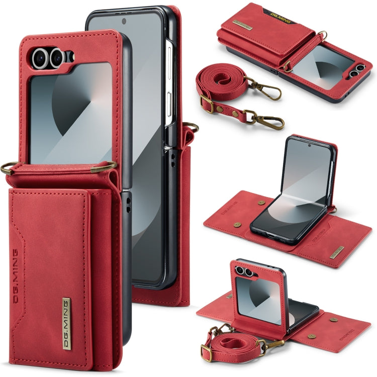 For Samsung Galaxy Z Flip6 / Flip7 FE DG.MING M2 Series Card Bag Magnetic Leather Phone Case(Red)