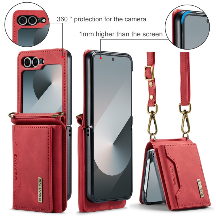 For Samsung Galaxy Z Flip6 / Flip7 FE DG.MING M2 Series Card Bag Magnetic Leather Phone Case(Red)