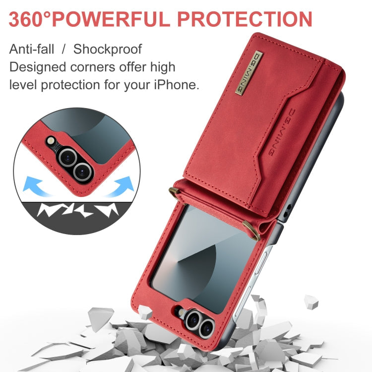 For Samsung Galaxy Z Flip6 / Flip7 FE DG.MING M2 Series Card Bag Magnetic Leather Phone Case(Red)