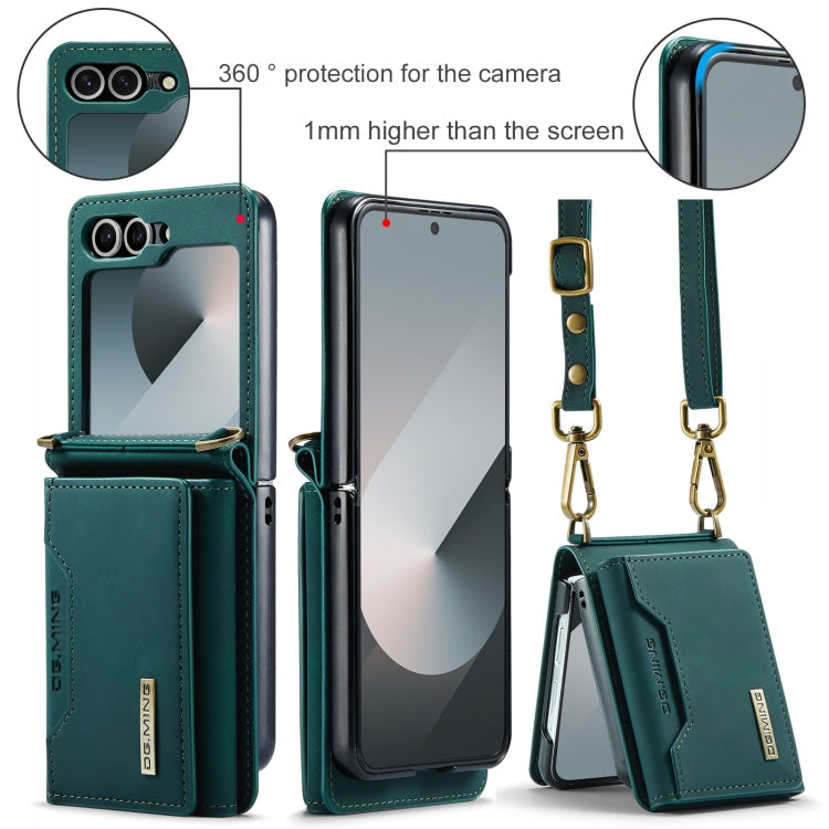 For Samsung Galaxy Z Flip6 / Flip7 FE DG.MING M2 Series Card Bag Magnetic Leather Phone Case(Green)