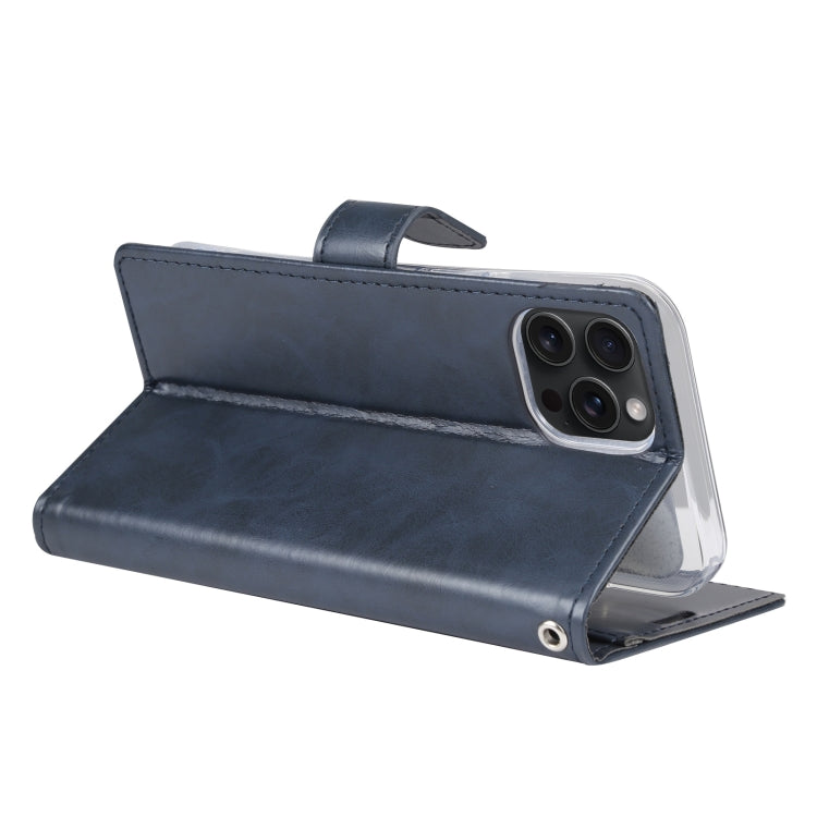 For iPhone 15 Pro Max GOOSPERY BLUE MOON Crazy Horse Texture Leather Phone Case(Dark Blue)