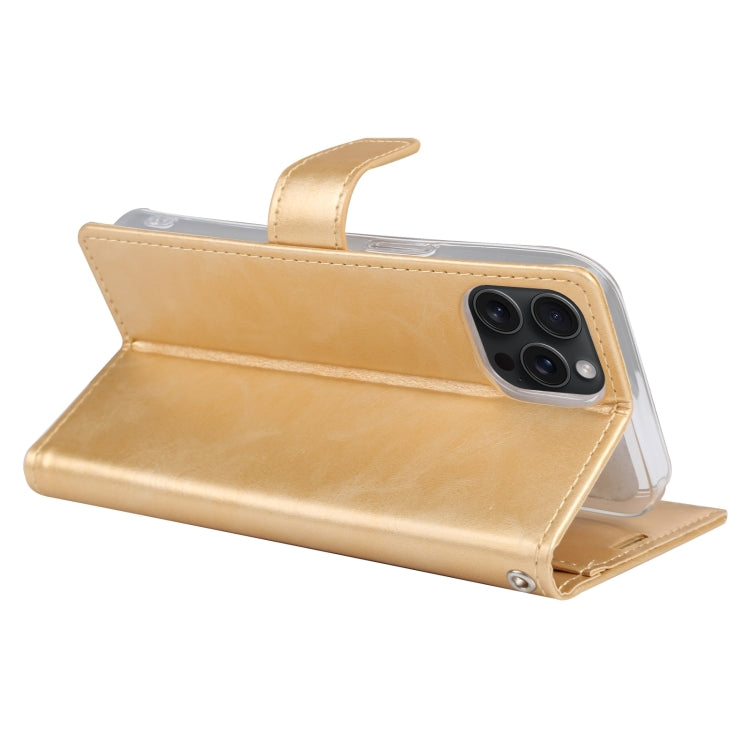 For iPhone 15 Pro GOOSPERY BLUE MOON Crazy Horse Texture Leather Phone Case(Gold)