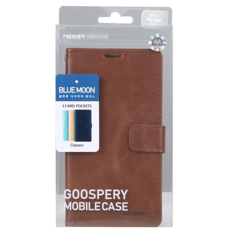 For iPhone 15 Pro GOOSPERY BLUE MOON Crazy Horse Texture Leather Phone Case(Brown)