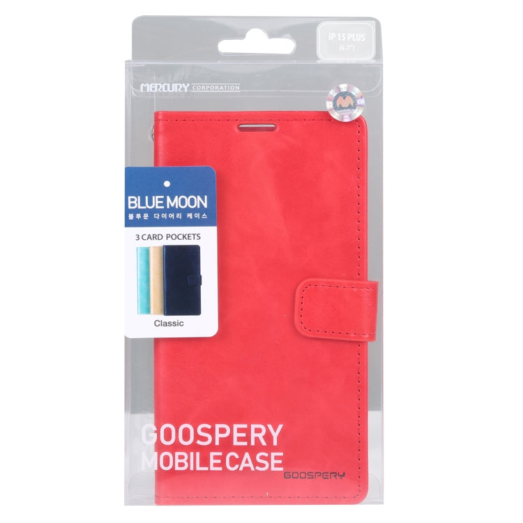 For iPhone 15 GOOSPERY BLUE MOON Crazy Horse Texture Leather Phone Case(Red)