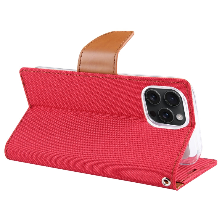 For iPhone 15 Pro Max GOOSPERY CANVAS DIARY Fabric Texture Flip Leather Phone Case(Red)