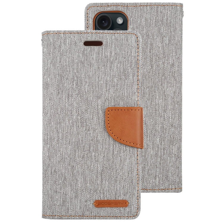 For iPhone 15 Pro Max GOOSPERY CANVAS DIARY Fabric Texture Flip Leather Phone Case(Grey)