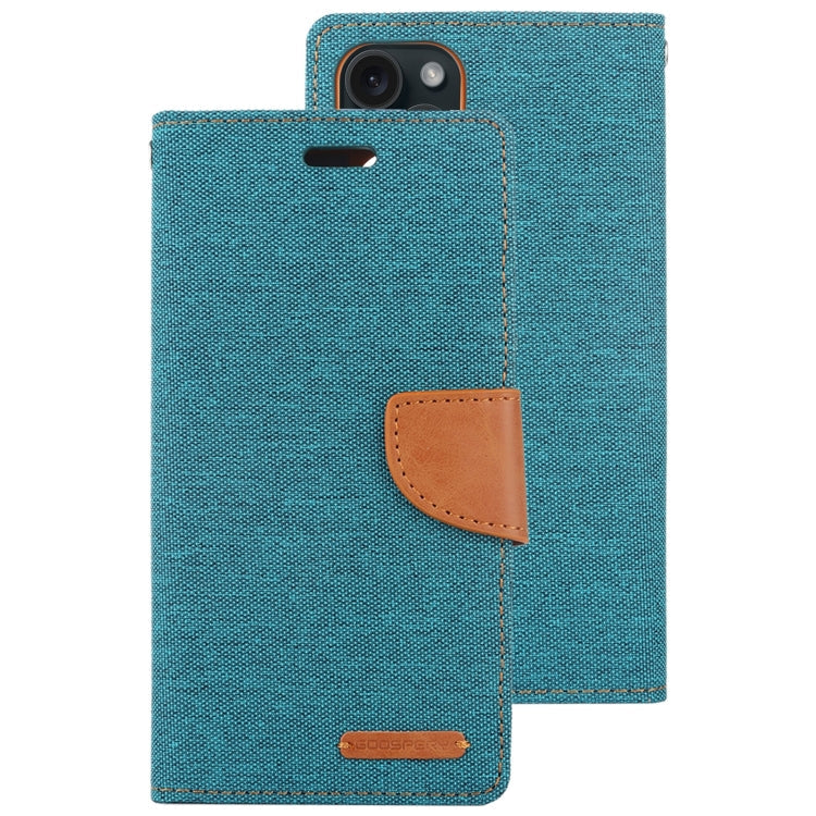 For iPhone 15 Pro Max GOOSPERY CANVAS DIARY Fabric Texture Flip Leather Phone Case(Green)