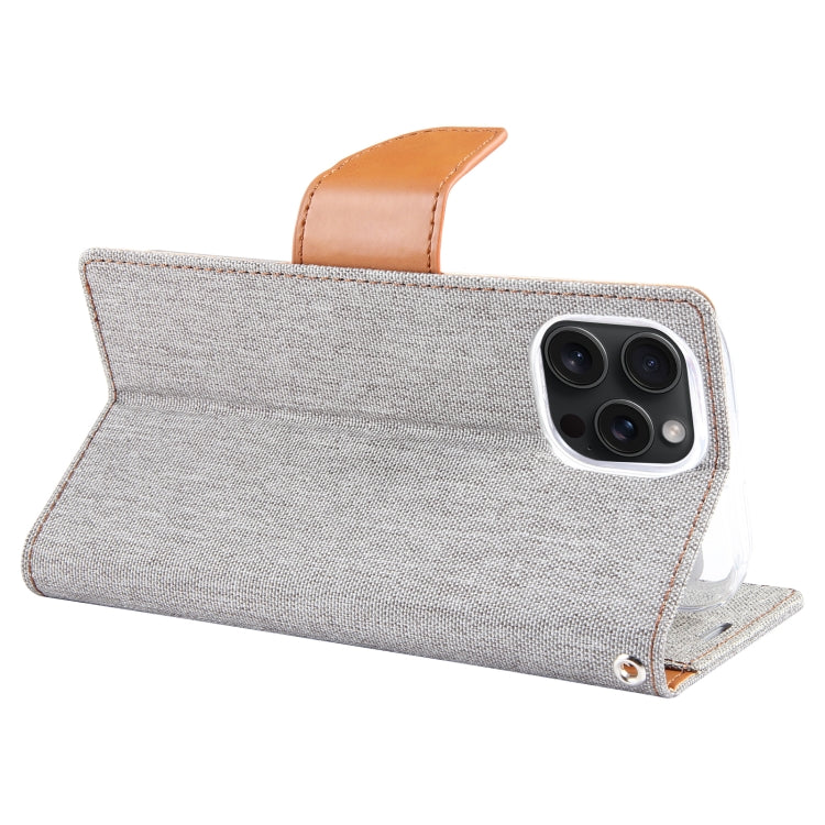 For iPhone 15 Pro GOOSPERY CANVAS DIARY Fabric Texture Flip Leather Phone Case(Grey)