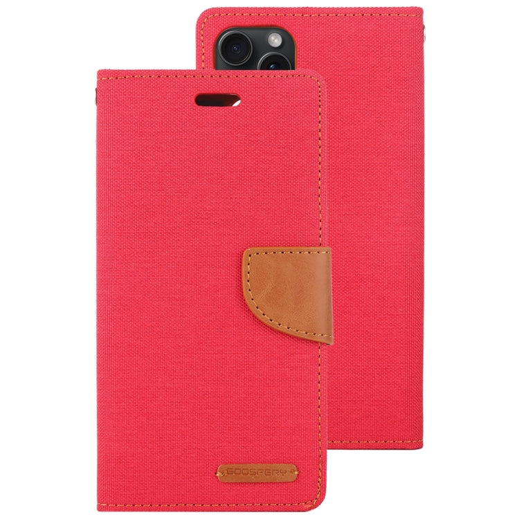 For iPhone 15 GOOSPERY CANVAS DIARY Fabric Texture Flip Leather Phone Case(Red)