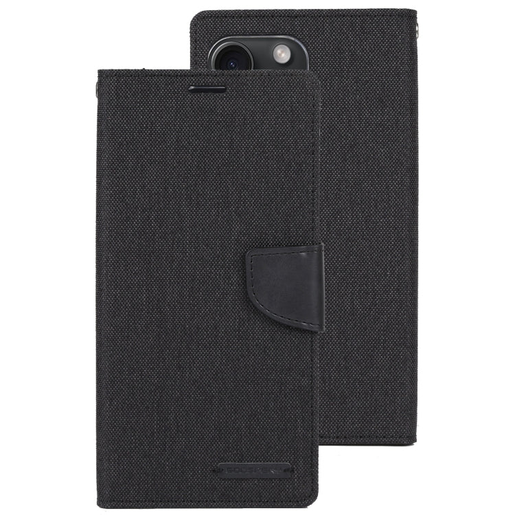 For iPhone 15 GOOSPERY CANVAS DIARY Fabric Texture Flip Leather Phone Case(Black)