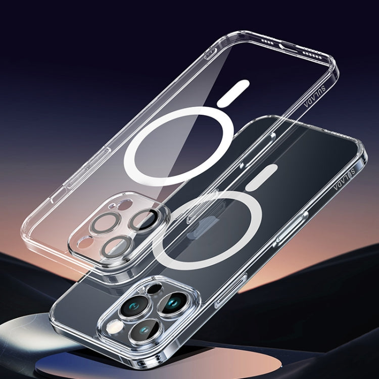 For iPhone 16 Pro Max SULADA Jingpin Series MagSafe All-inclusive Lens Electroplated TPU Phone Case(Transparent)