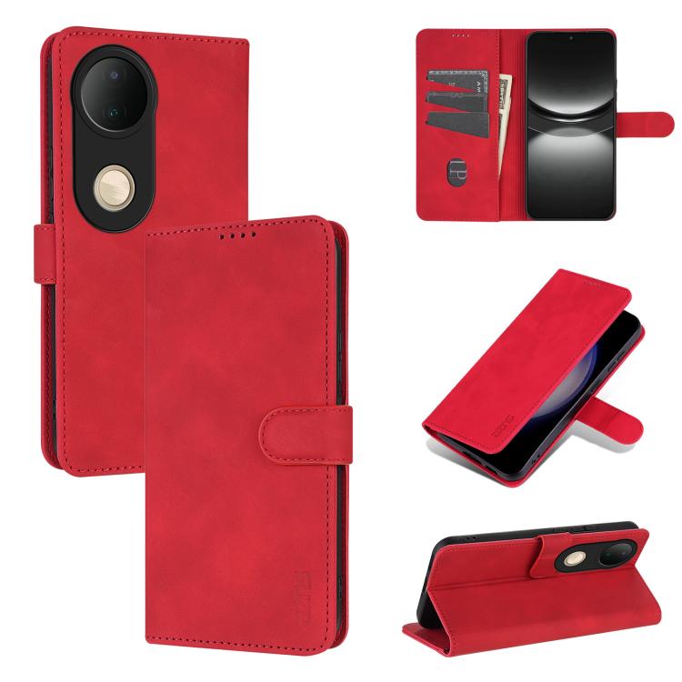 For vivo S20 AZNS Skin Feel Calf Texture Flip Leather Phone Case(Red)