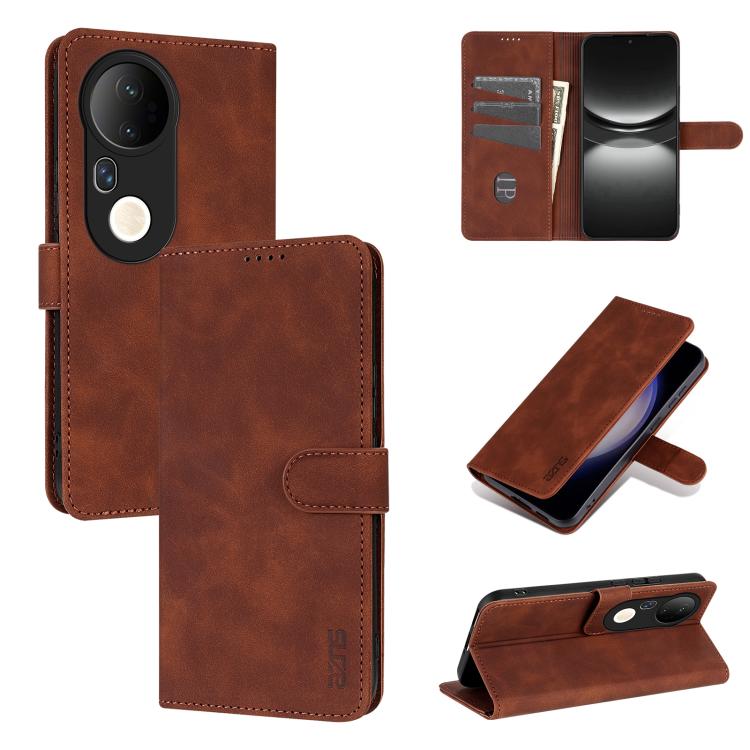 For vivo S20 Pro AZNS Skin Feel Calf Texture Flip Leather Phone Case(Brown)