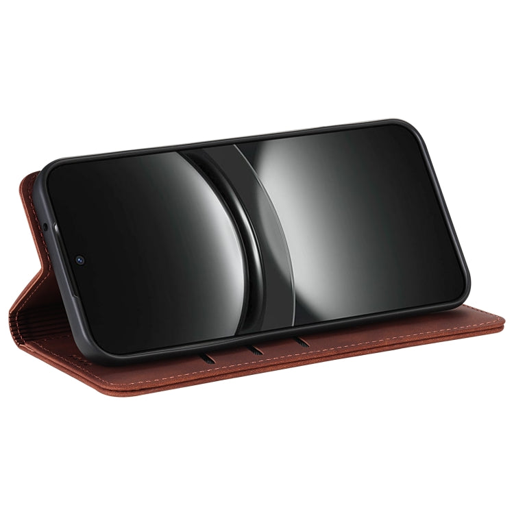 For Huawei nova 12 Pro AZNS Skin Feel Calf Texture Flip Leather Phone Case(Brown)