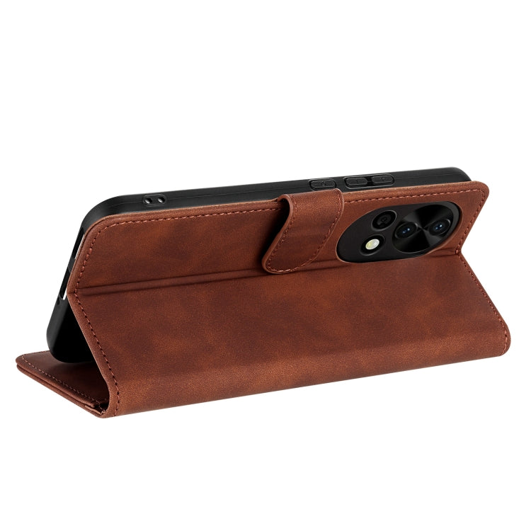 For Huawei nova 12 Pro AZNS Skin Feel Calf Texture Flip Leather Phone Case(Brown)