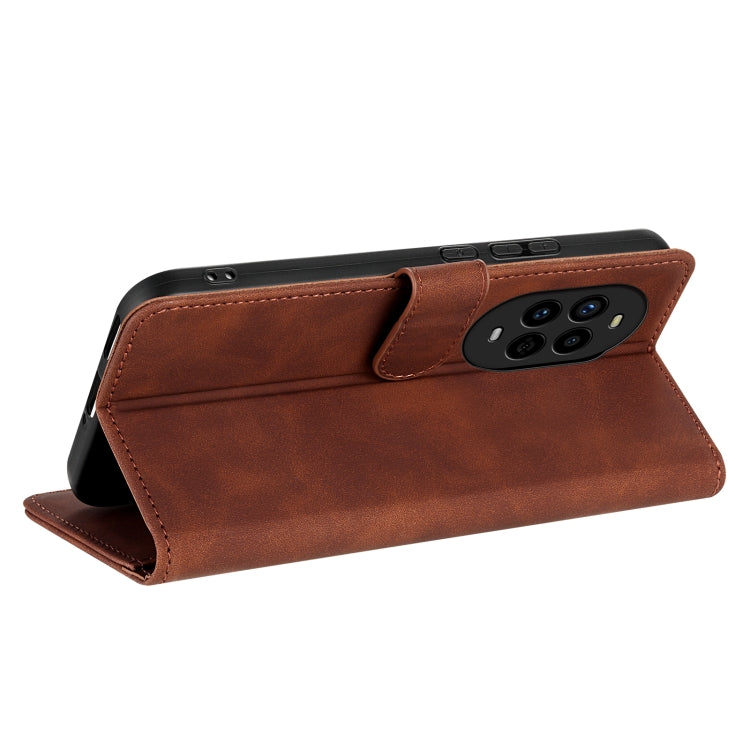 For Huawei nova 13 Pro AZNS Skin Feel Calf Texture Flip Leather Phone Case(Brown)