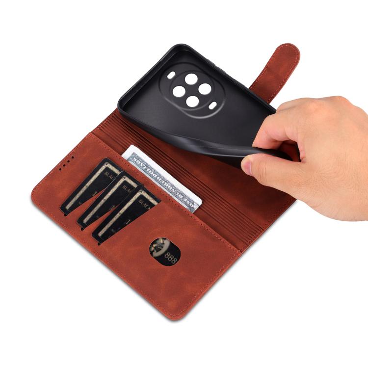 For Huawei nova 14 Ultra 5G AZNS Skin Feel Calf Texture Flip Leather Phone Case(Brown)
