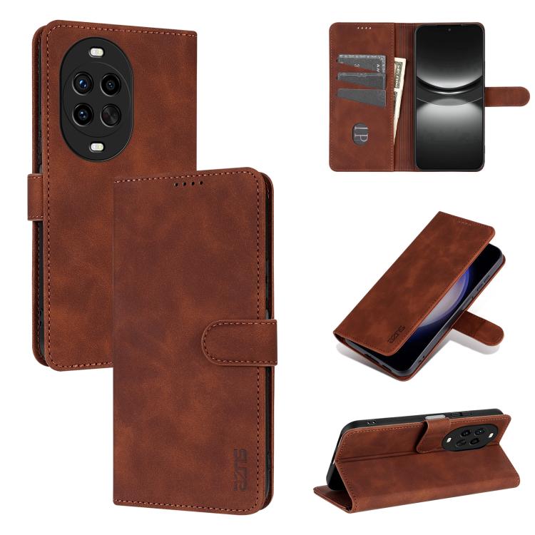 For Huawei nova 14 Pro 5G AZNS Skin Feel Calf Texture Flip Leather Phone Case(Brown)