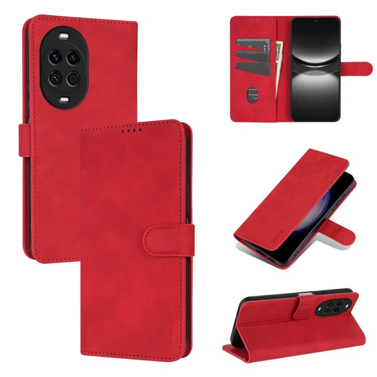 For Huawei nova 14 5G AZNS Skin Feel Calf Texture Flip Leather Phone Case(Red)