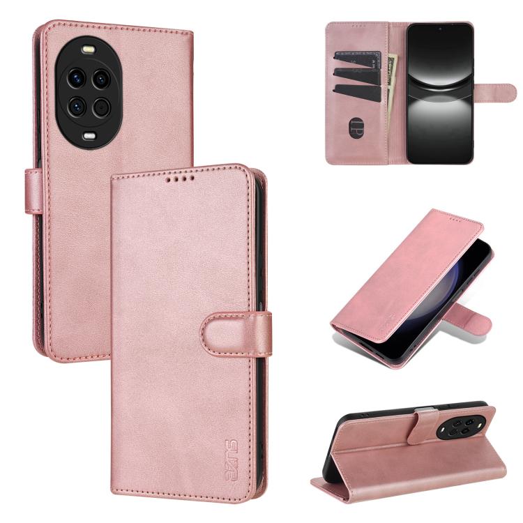 For Huawei nova 14 5G AZNS Skin Feel Calf Texture Flip Leather Phone Case(Rose Gold)