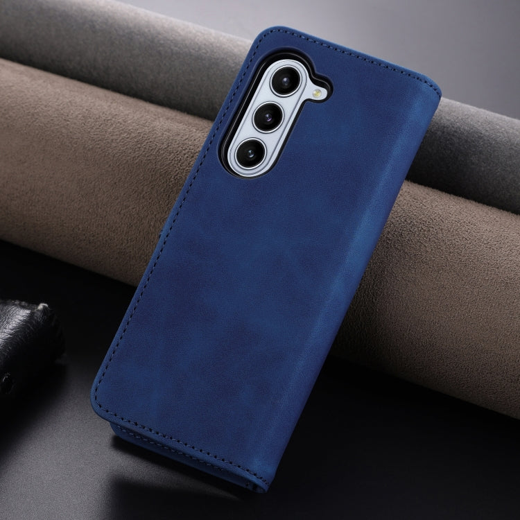 For Samsung Galaxy Z Fold6 5G AZNS Skin Feel Calf Texture Flip Leather Phone Case(Blue)