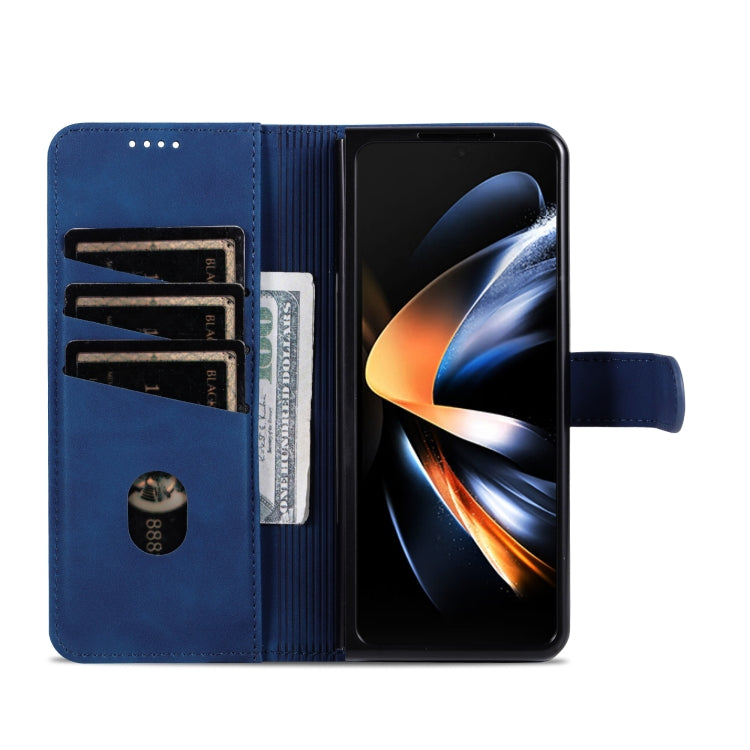 For Samsung Galaxy Z Fold6 5G AZNS Skin Feel Calf Texture Flip Leather Phone Case(Blue)