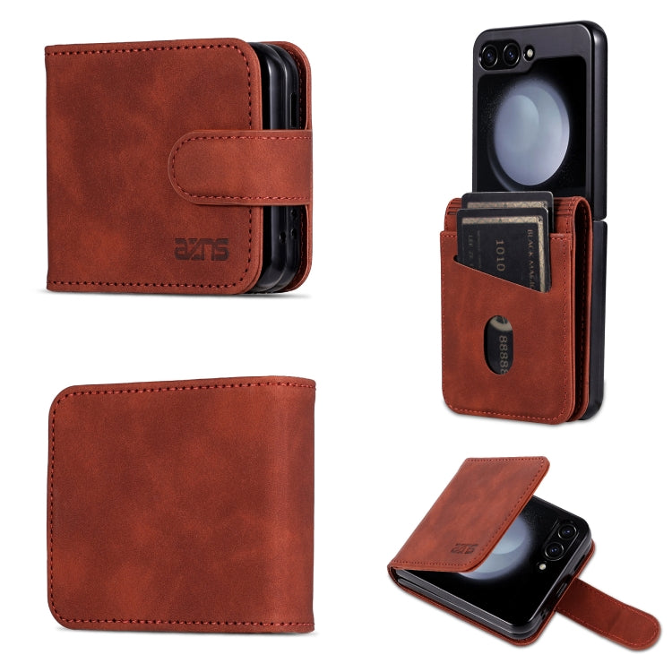 For Samsung Galaxy Z Flip7 FE / Flip6 AZNS Skin Feel Calf Texture Flip Leather Phone Case(Brown)
