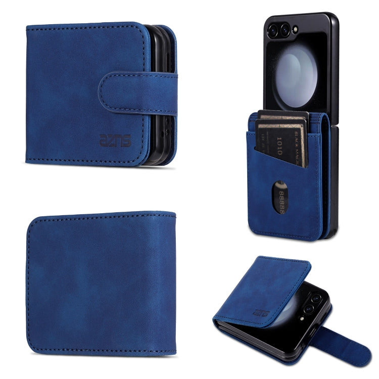 For Samsung Galaxy Z Flip7 FE / Flip6 AZNS Skin Feel Calf Texture Flip Leather Phone Case(Blue)