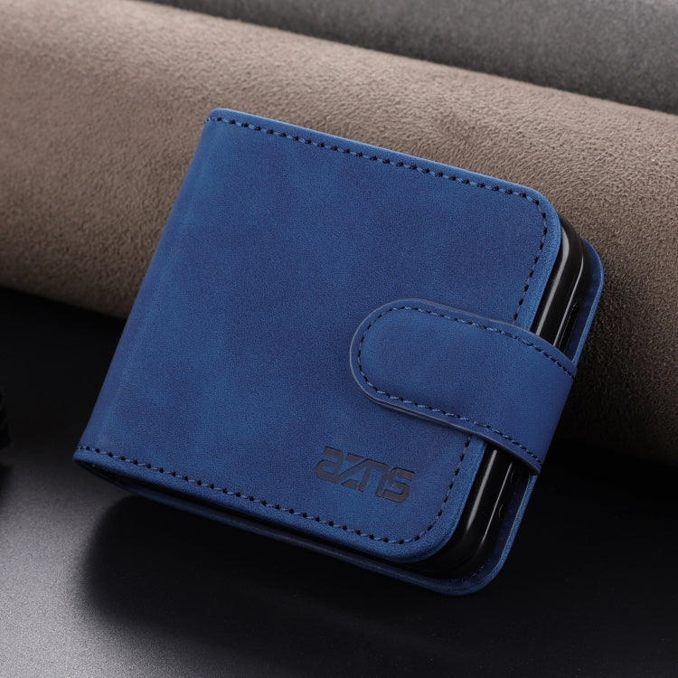 For Samsung Galaxy Z Flip7 FE / Flip6 AZNS Skin Feel Calf Texture Flip Leather Phone Case(Blue)