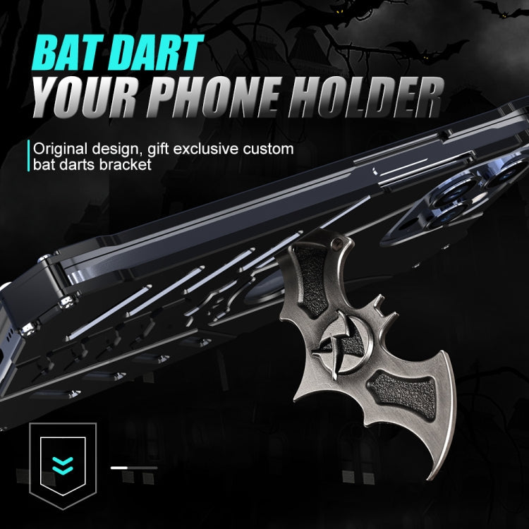 For iPhone 16 Pro Max R-JUST Batman Hollow Metal Phone Protective Case(Black)