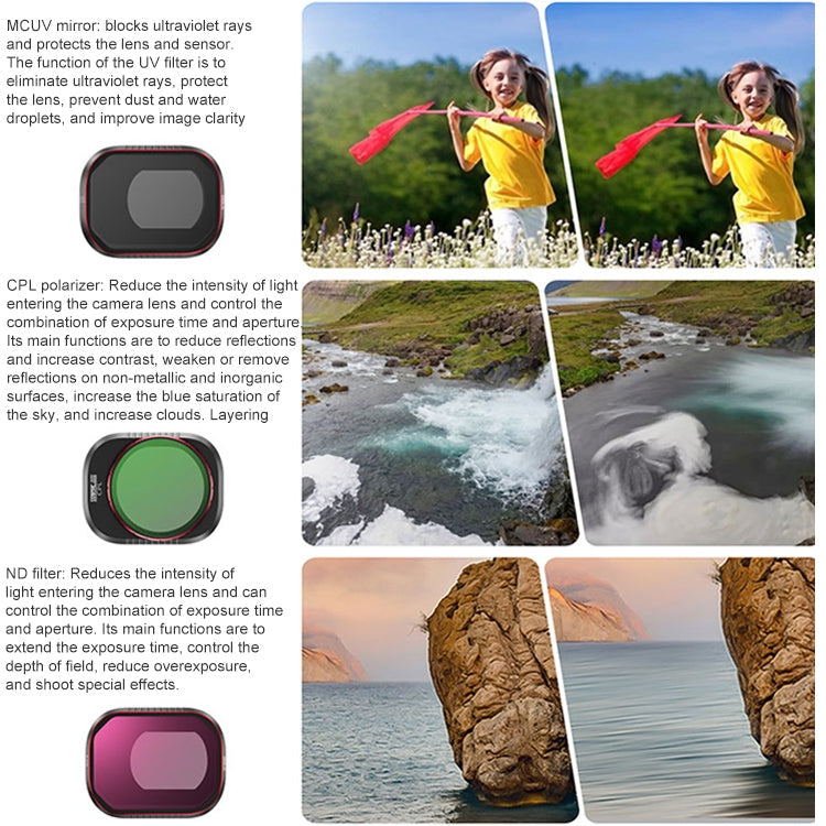 For DJI Mini 4 Pro STARTRC Drone Lens Filter, ND16/64/256, CPL ND8/16/32/64/256, CPL UV ND8/16/32/64