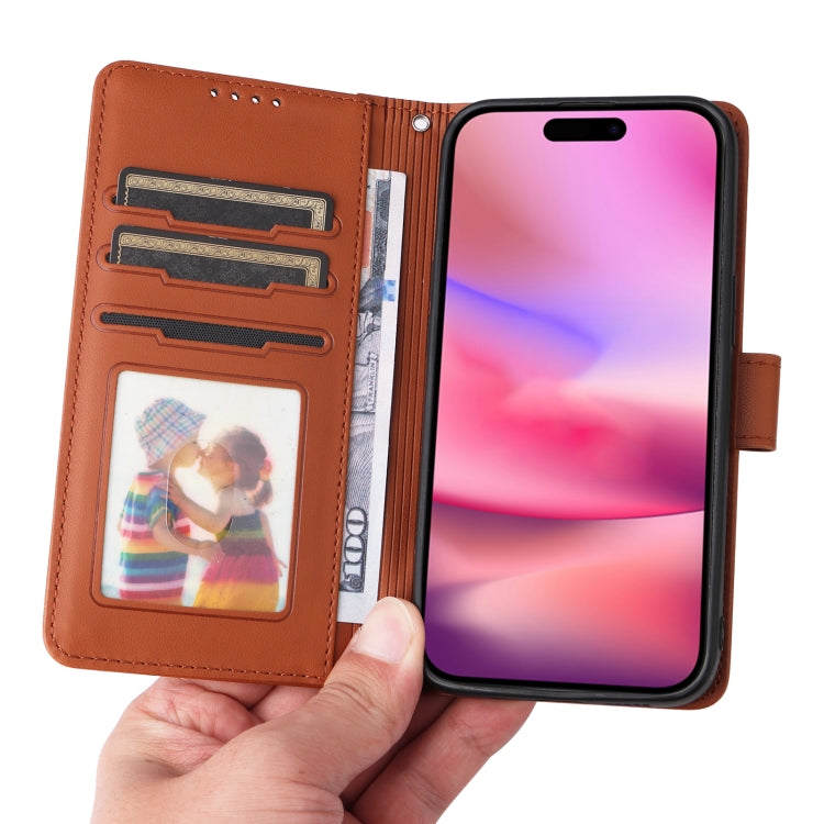 For iPhone 16 BETOPNICE BN-005 2 in 1 Detachable Imitate Genuine Leather Phone Case(Brown)