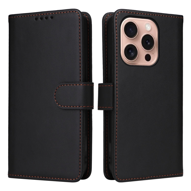 For iPhone 16 Pro Max BETOPNICE BN-005 2 in 1 Detachable Imitate Genuine Leather Phone Case(Black)