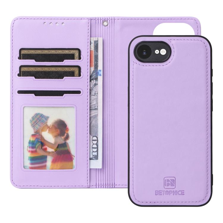 For iPhone 16e / 17e BETOPNICE BN-005 2 in 1 Detachable Imitate Genuine Leather Phone Case(Light Purple)