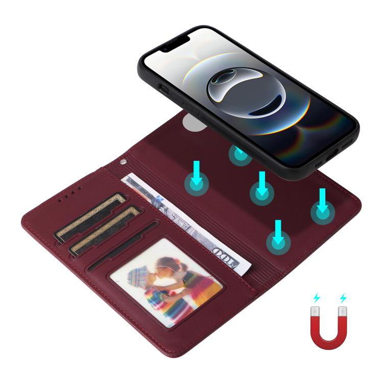 For iPhone 16e / 17e BETOPNICE BN-005 2 in 1 Detachable Imitate Genuine Leather Phone Case(Wine Red)