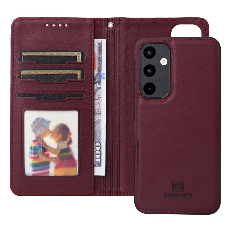 For Samsung Galaxy A35 5G BETOPNICE BN-005 2 in 1 Detachable Imitate Genuine Leather Phone Case(Wine Red)