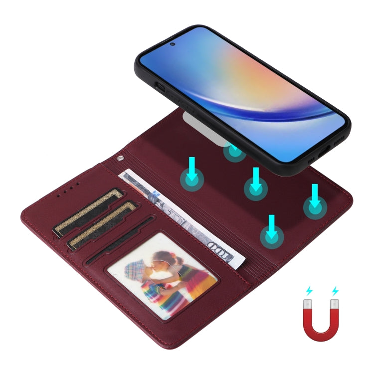 For Samsung Galaxy A35 5G BETOPNICE BN-005 2 in 1 Detachable Imitate Genuine Leather Phone Case(Wine Red)