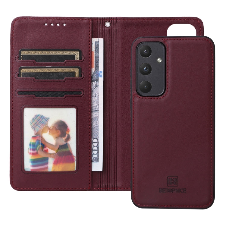For Samsung Galaxy A55 BETOPNICE BN-005 2 in 1 Detachable Imitate Genuine Leather Phone Case(Wine Red)