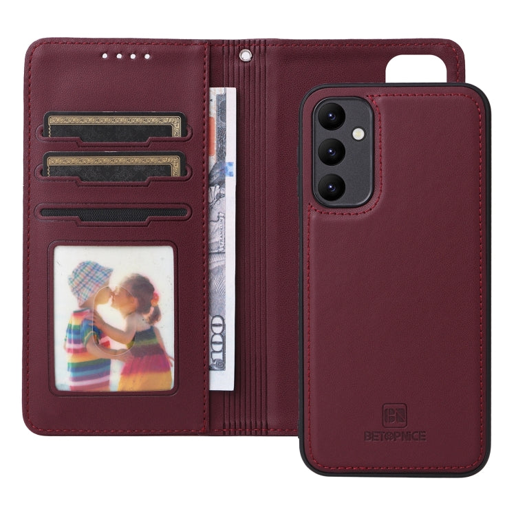 For Samsung Galaxy A24 4G BETOPNICE BN-005 2 in 1 Detachable Imitate Genuine Leather Phone Case(Wine Red)