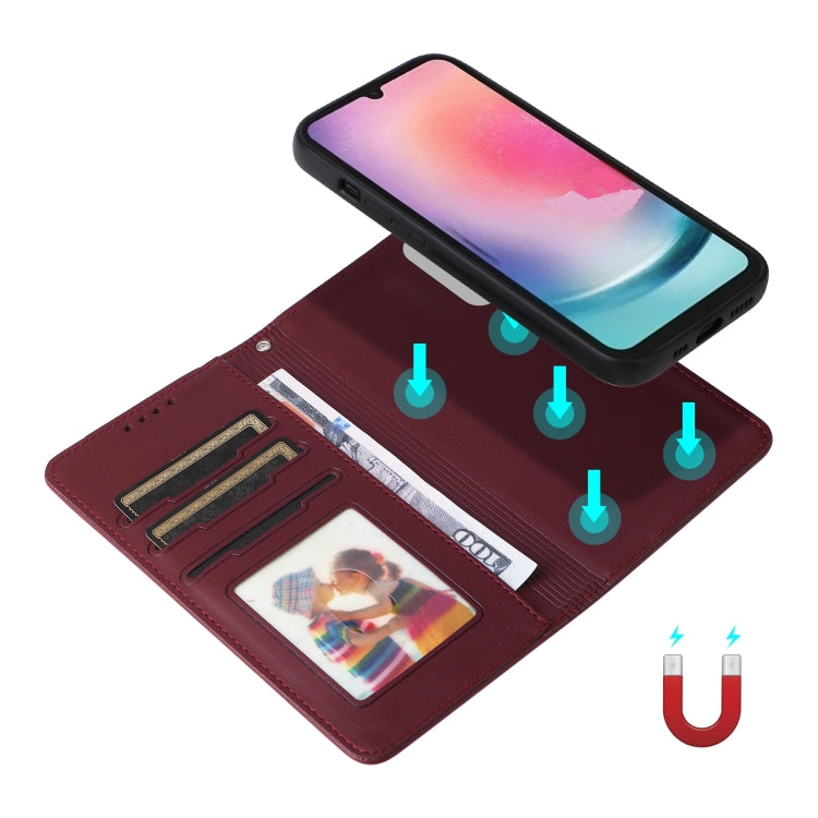For Samsung Galaxy A24 4G BETOPNICE BN-005 2 in 1 Detachable Imitate Genuine Leather Phone Case(Wine Red)
