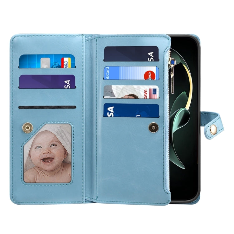 For Motorola Moto G24 Power ESEBLE Star Series Lanyard Zipper Wallet RFID Leather Case(Blue)