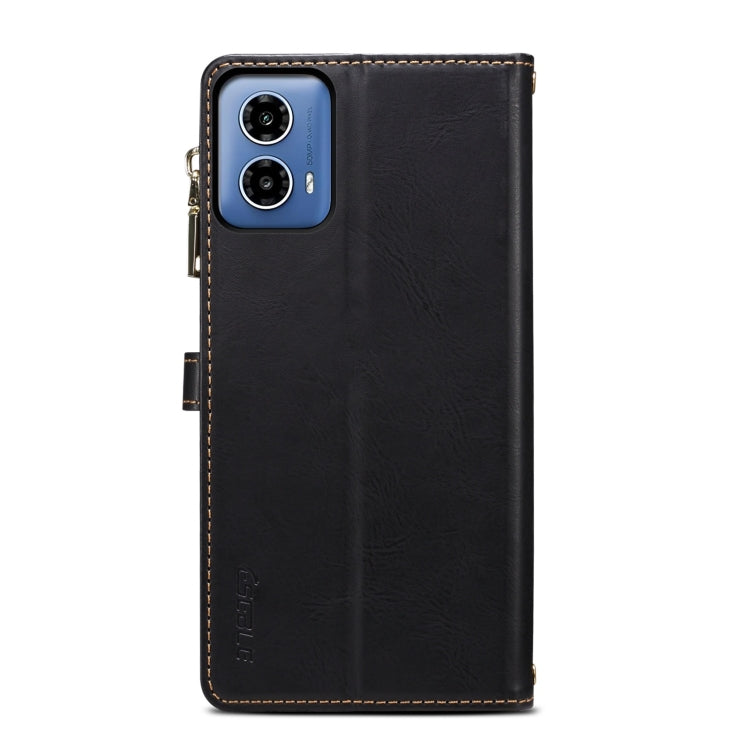 For Motorola Moto G85 ESEBLE Star Series Lanyard Zipper Wallet RFID Leather Case(Black)
