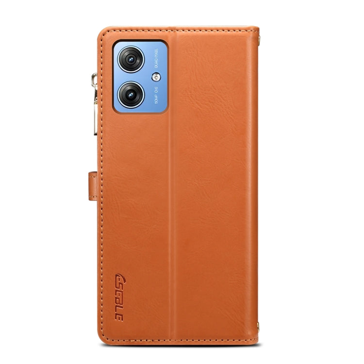 For Motorola Moto G54 5G Global ESEBLE Star Series Lanyard Zipper Wallet RFID Leather Case(Brown)