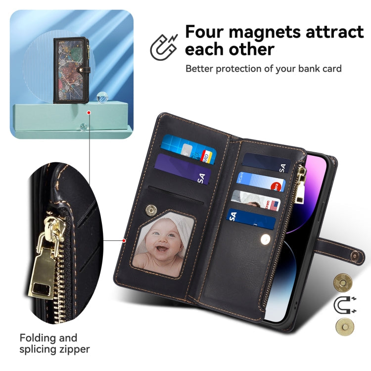 For Motorola Moto G54 Power 5G ESEBLE Star Series Lanyard Zipper Wallet RFID Leather Case(Black)