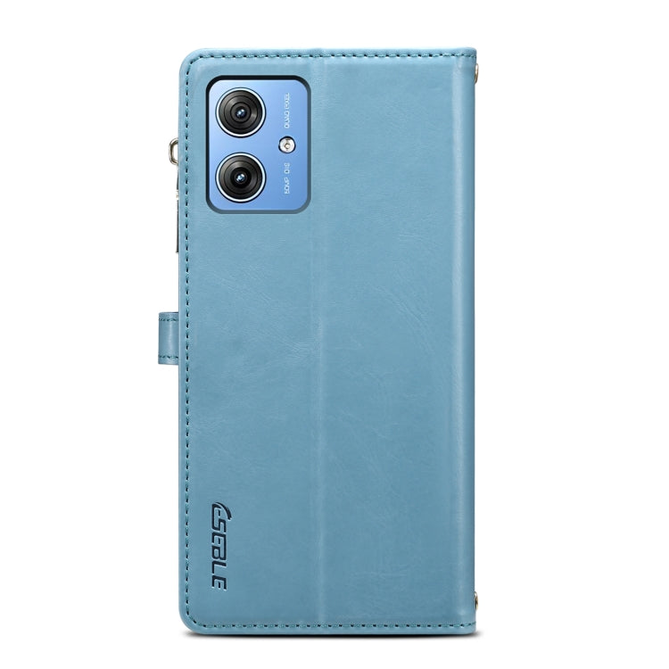 For Motorola Moto G64 5G Global ESEBLE Star Series Lanyard Zipper Wallet RFID Leather Case(Blue)