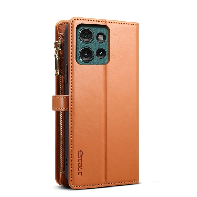 For Motorola Moto G75 5G ESEBLE Star Series Lanyard Zipper Wallet RFID Leather Case(Brown)